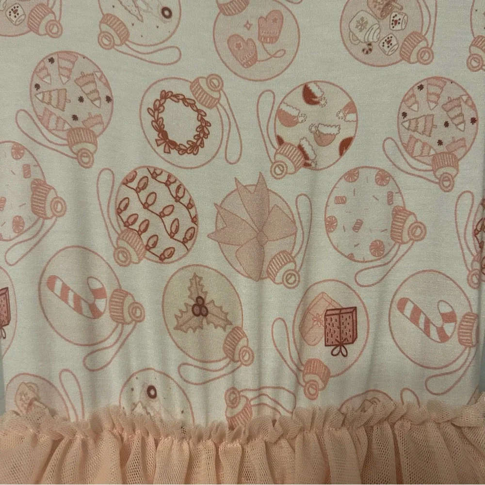 In My Jammers blush ornament christmas tiered tutu bamboo dress size 3T